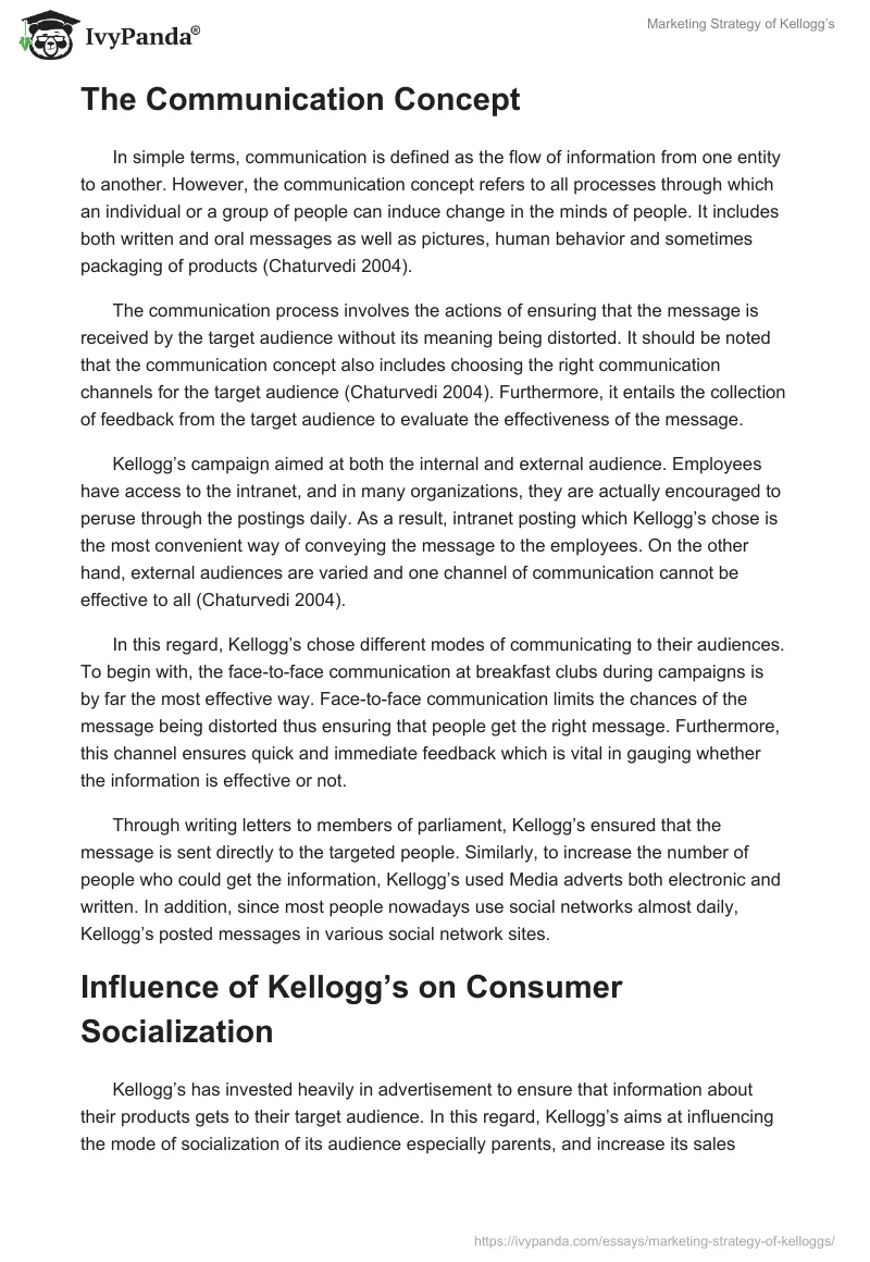 Marketing Strategy of Kellogg’s. Page 2