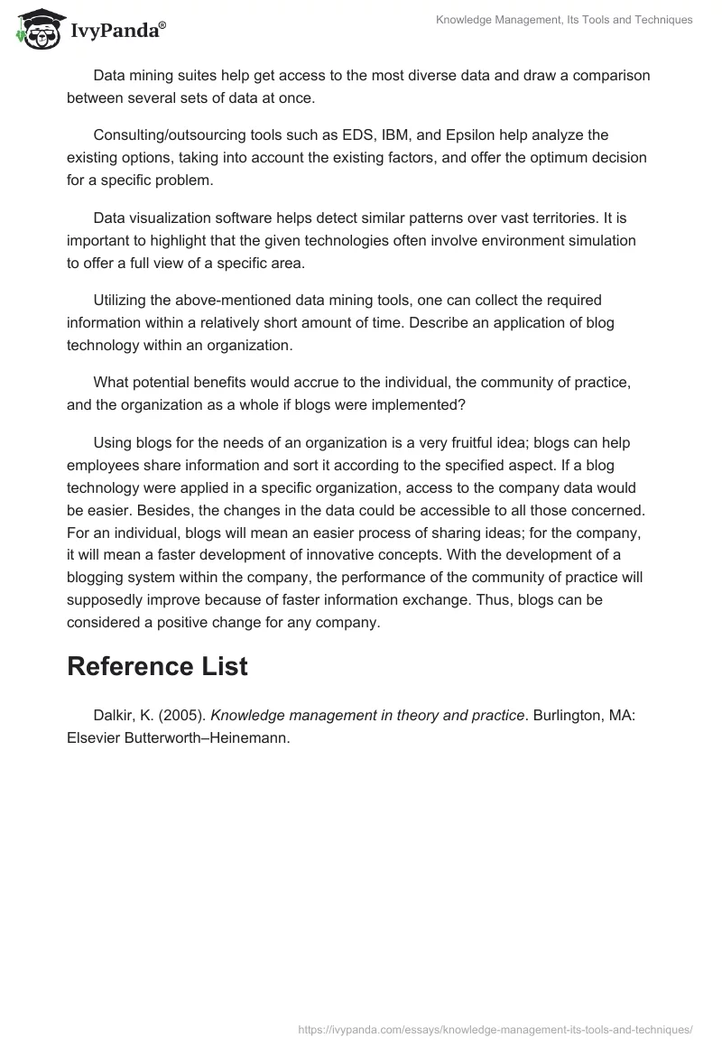 Knowledge Management, Its Tools and Techniques. Page 2