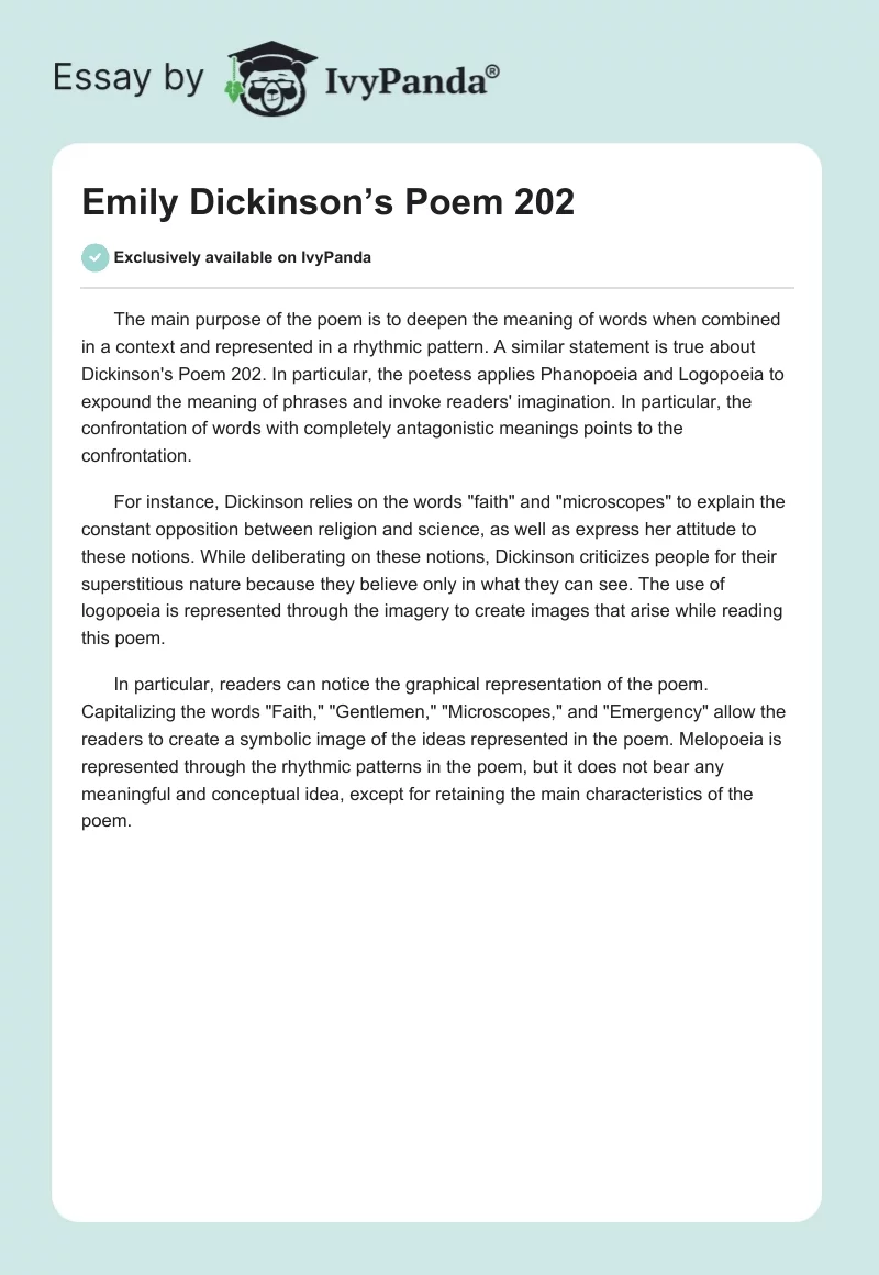 Emily Dickinson’s Poem 202. Page 1