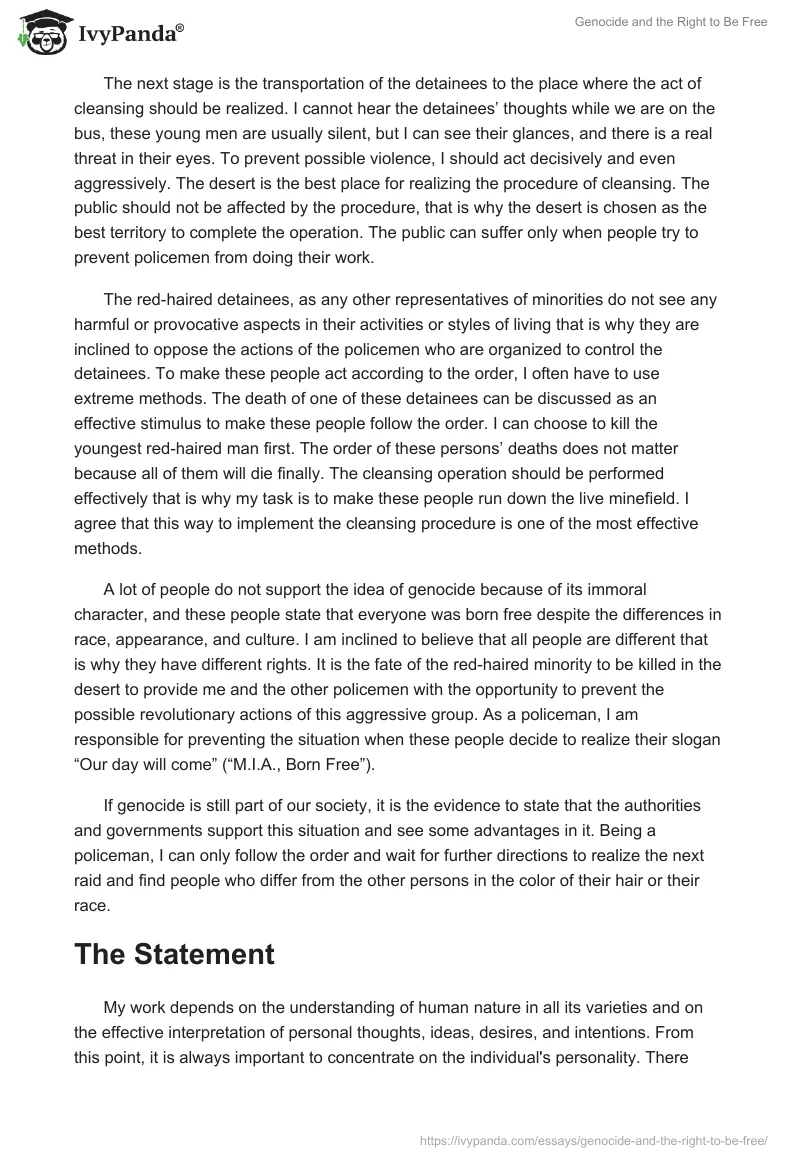 Genocide and the Right to Be Free. Page 2