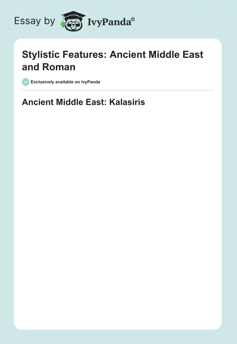 Stylistic Features: Ancient Middle East and Roman. Page 1