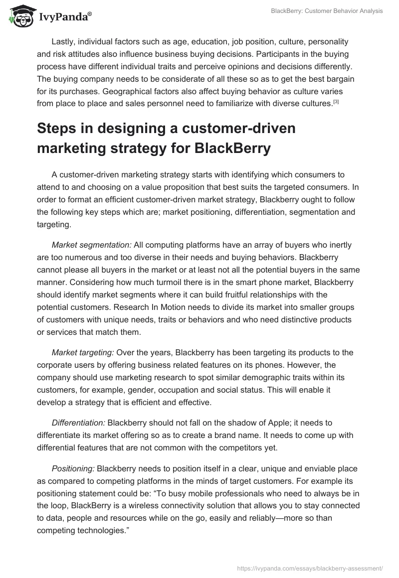 BlackBerry: Customer Behavior Analysis. Page 4