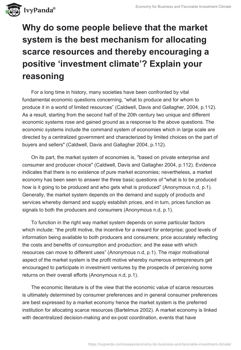Economy for Business and Favorable Investment Climate. Page 2