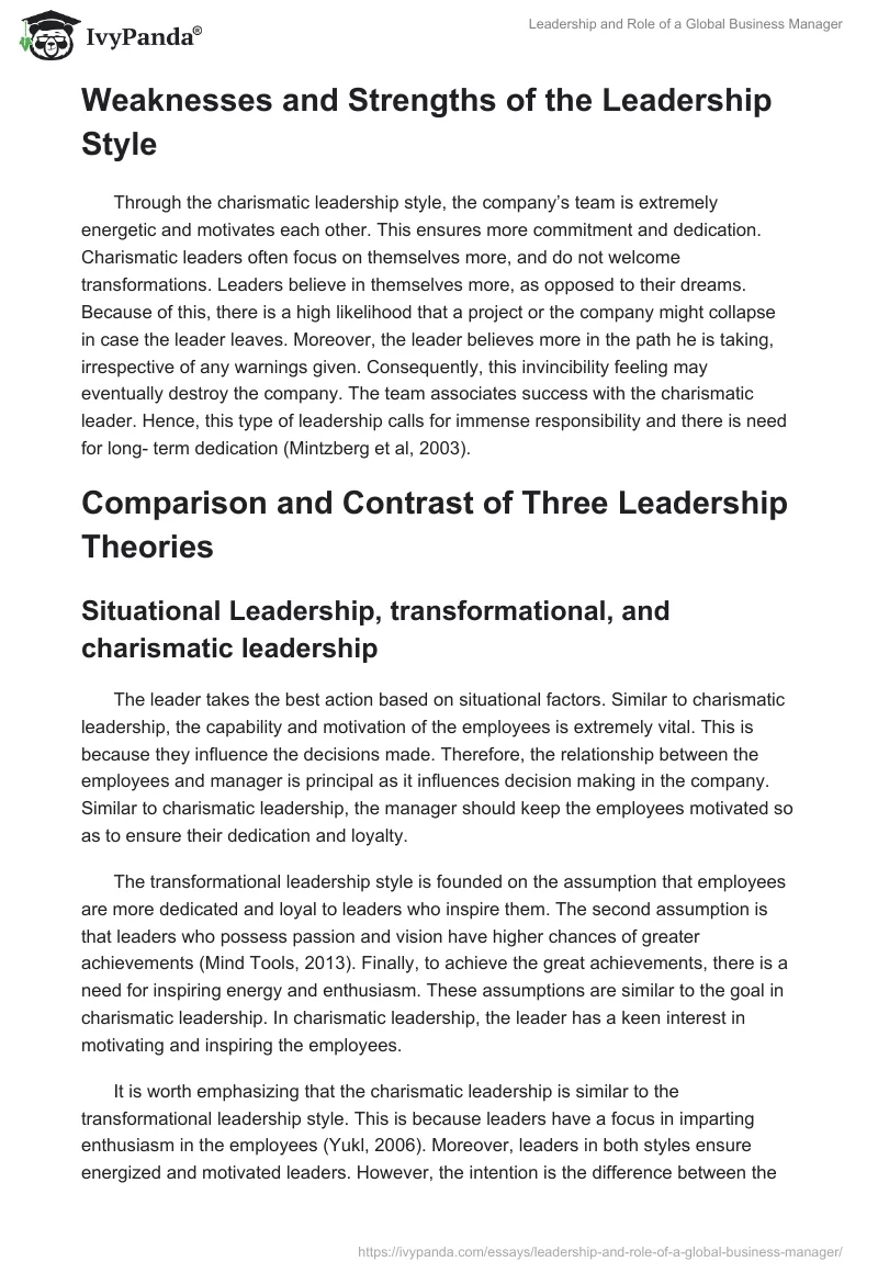 Leadership and Role of a Global Business Manager. Page 2