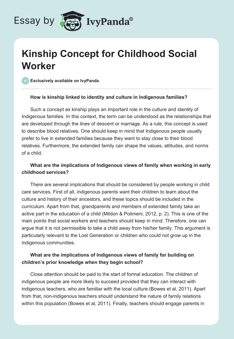 Kinship Concept for Childhood Social Worker. Page 1