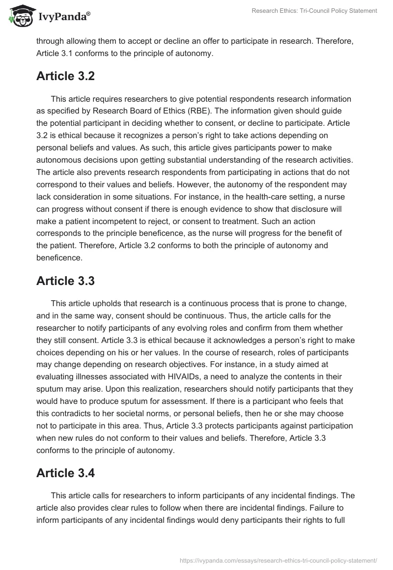 Research Ethics: Tri-Council Policy Statement. Page 2