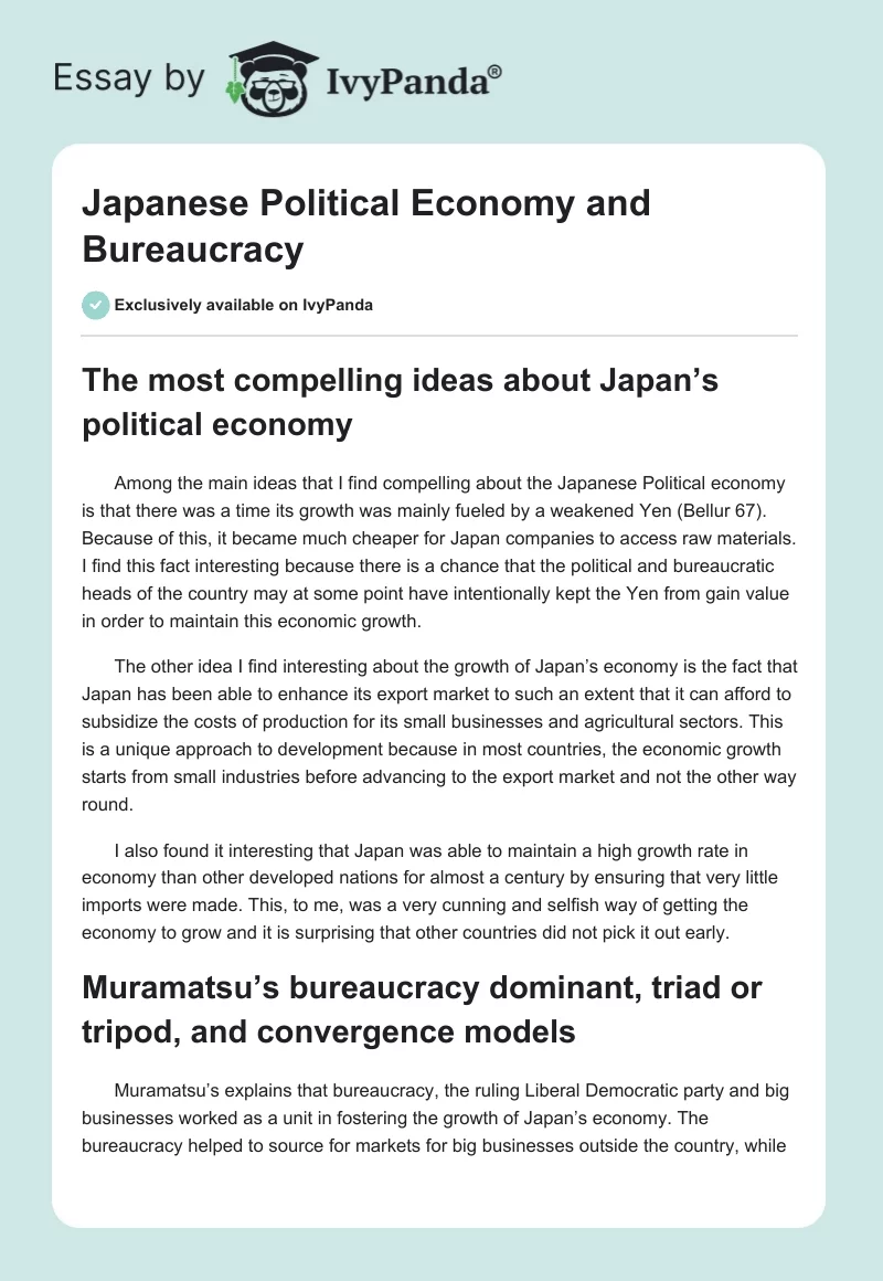 Japanese Political Economy and Bureaucracy. Page 1