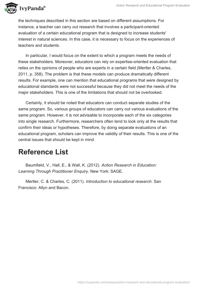 Action Research and Educational Program Evaluation. Page 2