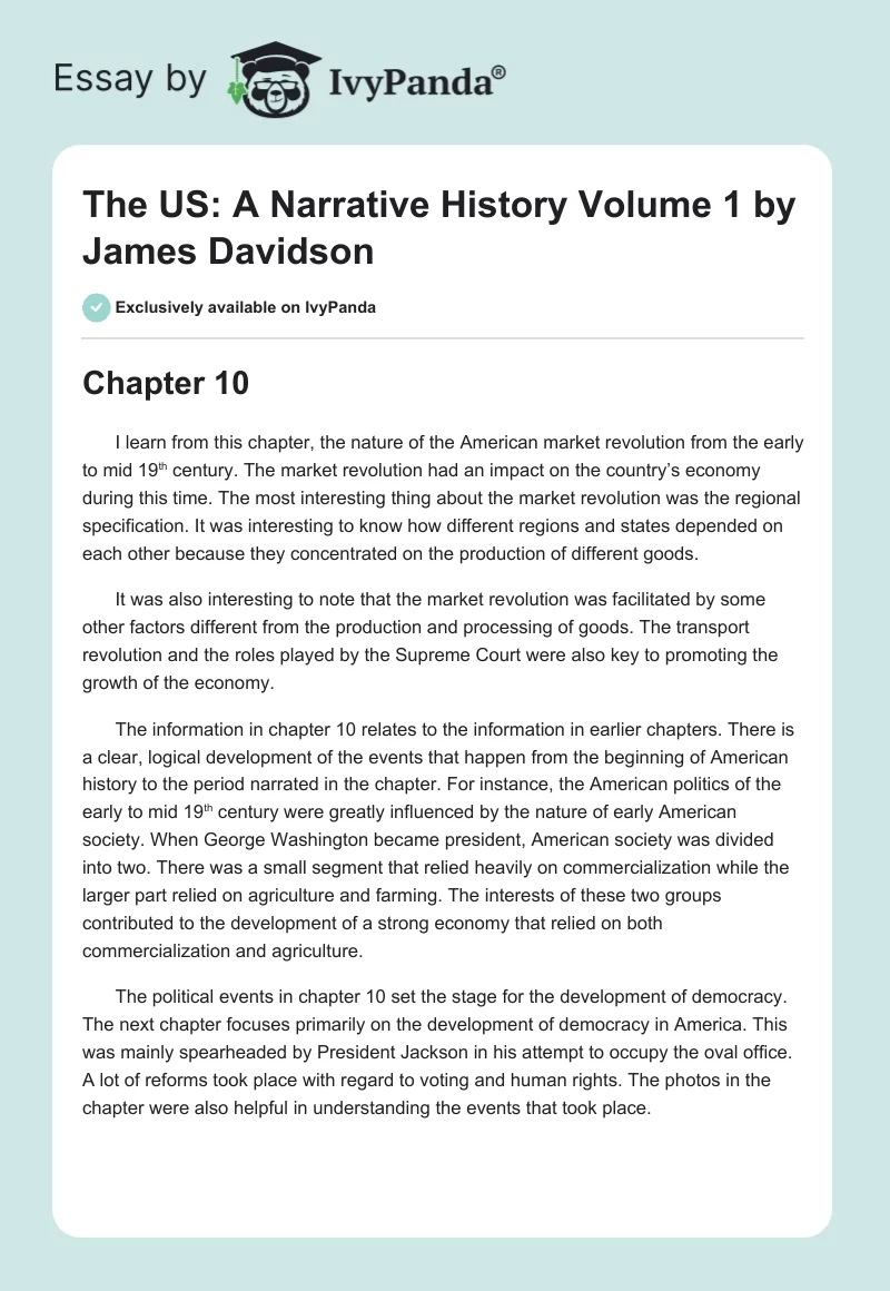 "The US: A Narrative History Volume 1" by James Davidson. Page 1