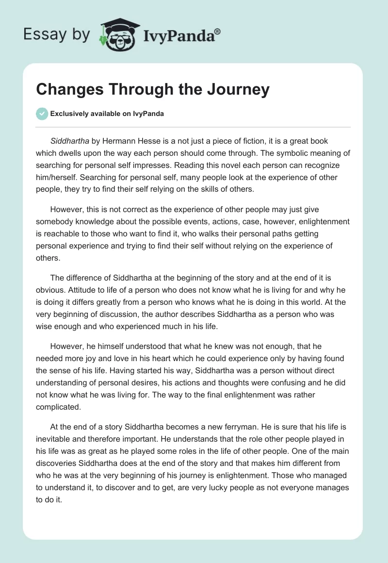 Changes Through the Journey. Page 1