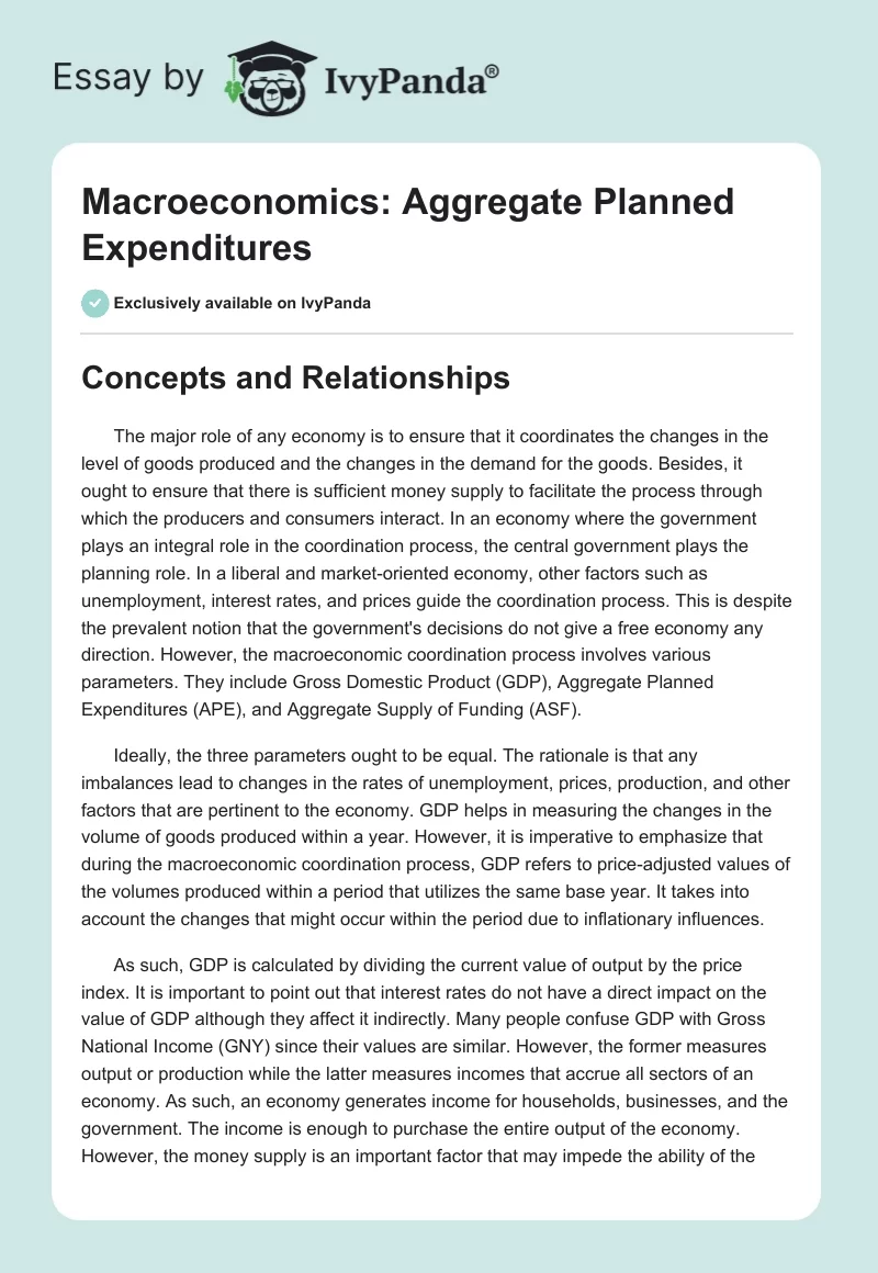 Macroeconomics: Aggregate Planned Expenditures. Page 1