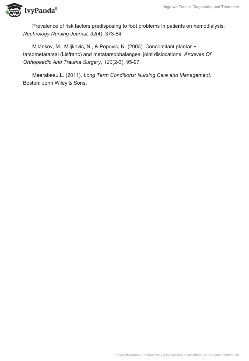 Ingrown Toenail Diagnostics and Treatment. Page 3