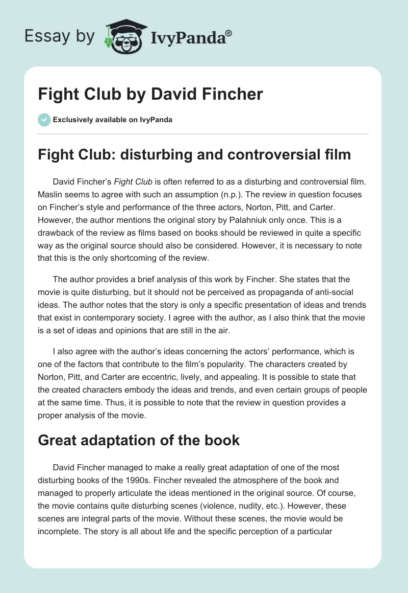 Fight Club by David Fincher. Page 1