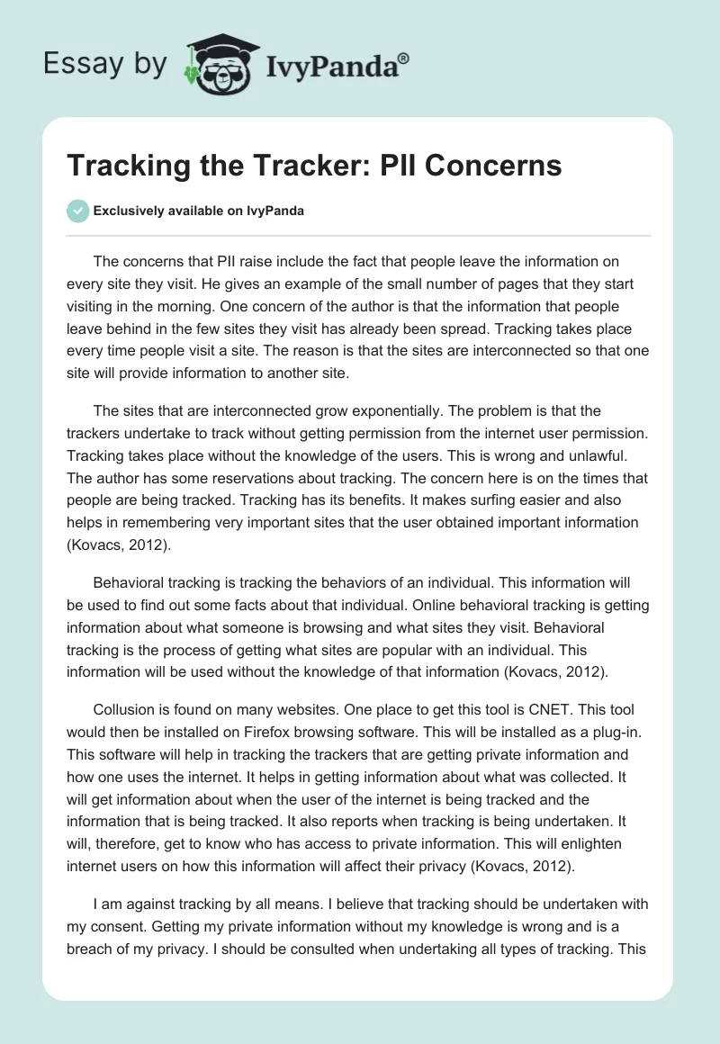 Tracking the Tracker: PII Concerns. Page 1