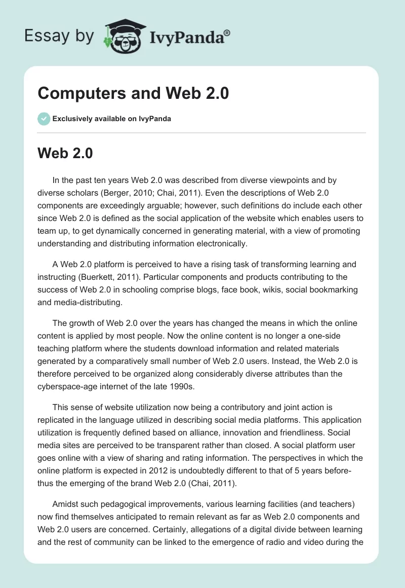 Computers and Web 2.0. Page 1