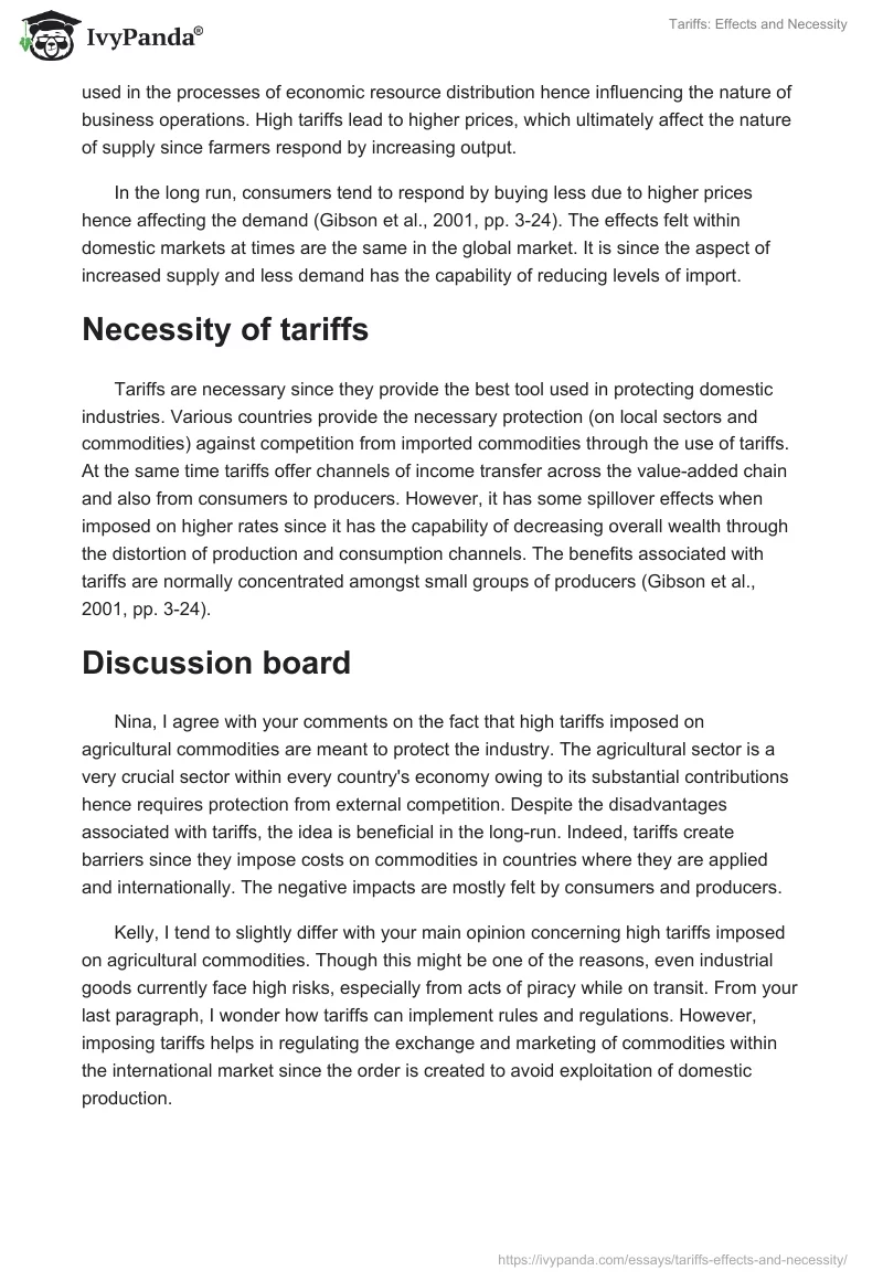 Tariffs: Effects and Necessity. Page 2