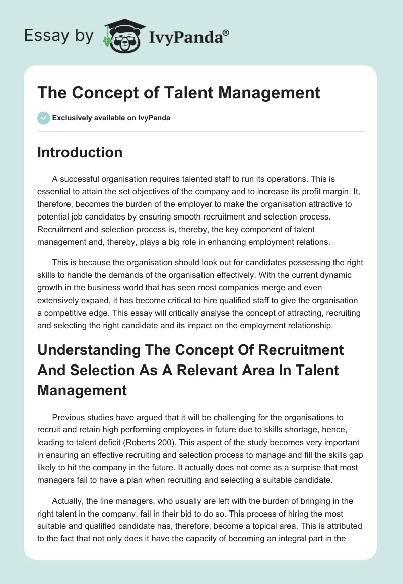 The Concept of Talent Management. Page 1