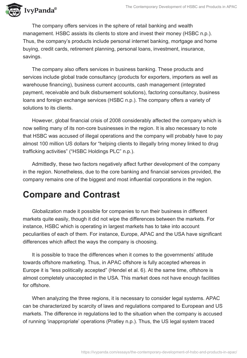 The Contemporary Development of HSBC and Products in APAC. Page 2