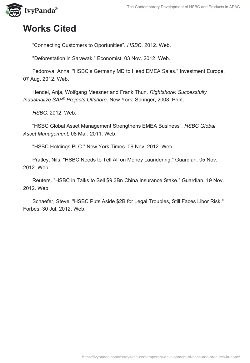 The Contemporary Development of HSBC and Products in APAC. Page 4