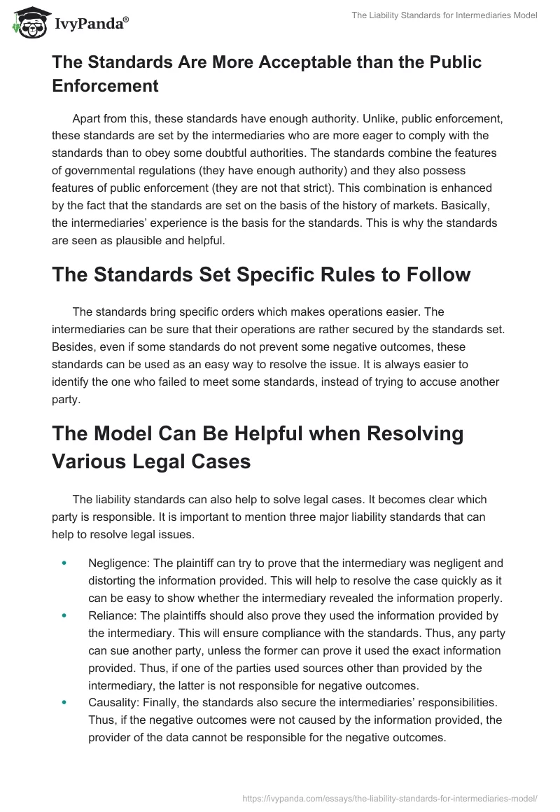 The Liability Standards for Intermediaries Model. Page 2