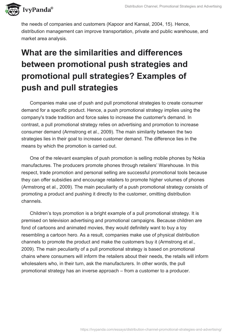 Distribution Channel, Promotional Strategies and Advertising. Page 2