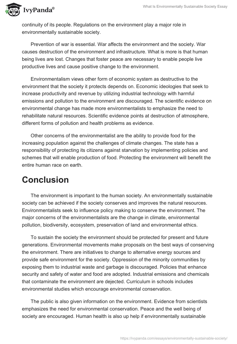 What Is Environmentally Sustainable Society Essay. Page 3