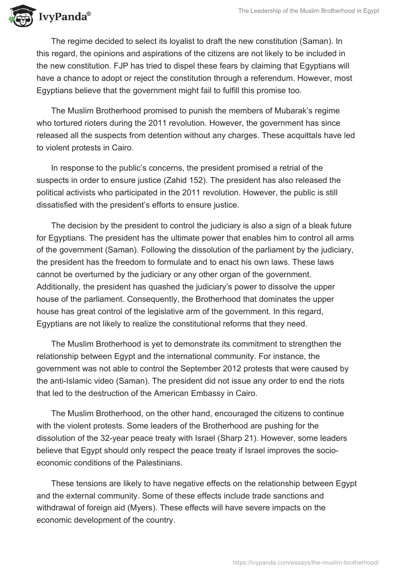 The Leadership of the Muslim Brotherhood in Egypt. Page 4