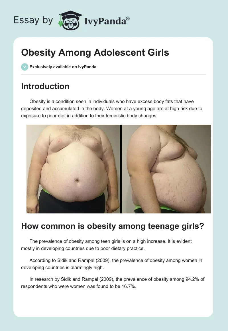 Obesity Among Adolescent Girls. Page 1