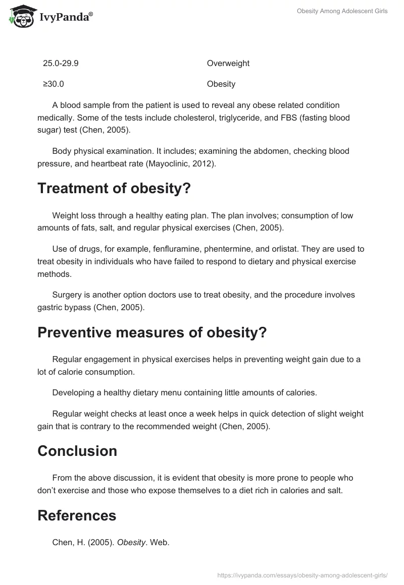 Obesity Among Adolescent Girls. Page 3