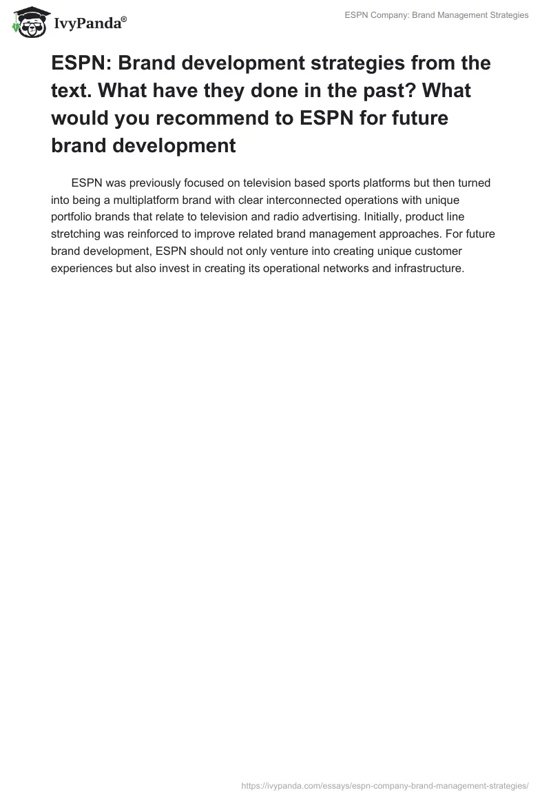 ESPN Company: Brand Management Strategies. Page 3
