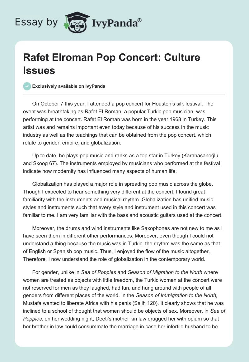 Rafet Elroman Pop Concert: Culture Issues. Page 1