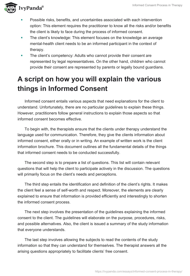 Informed Consent Process in Therapy. Page 2