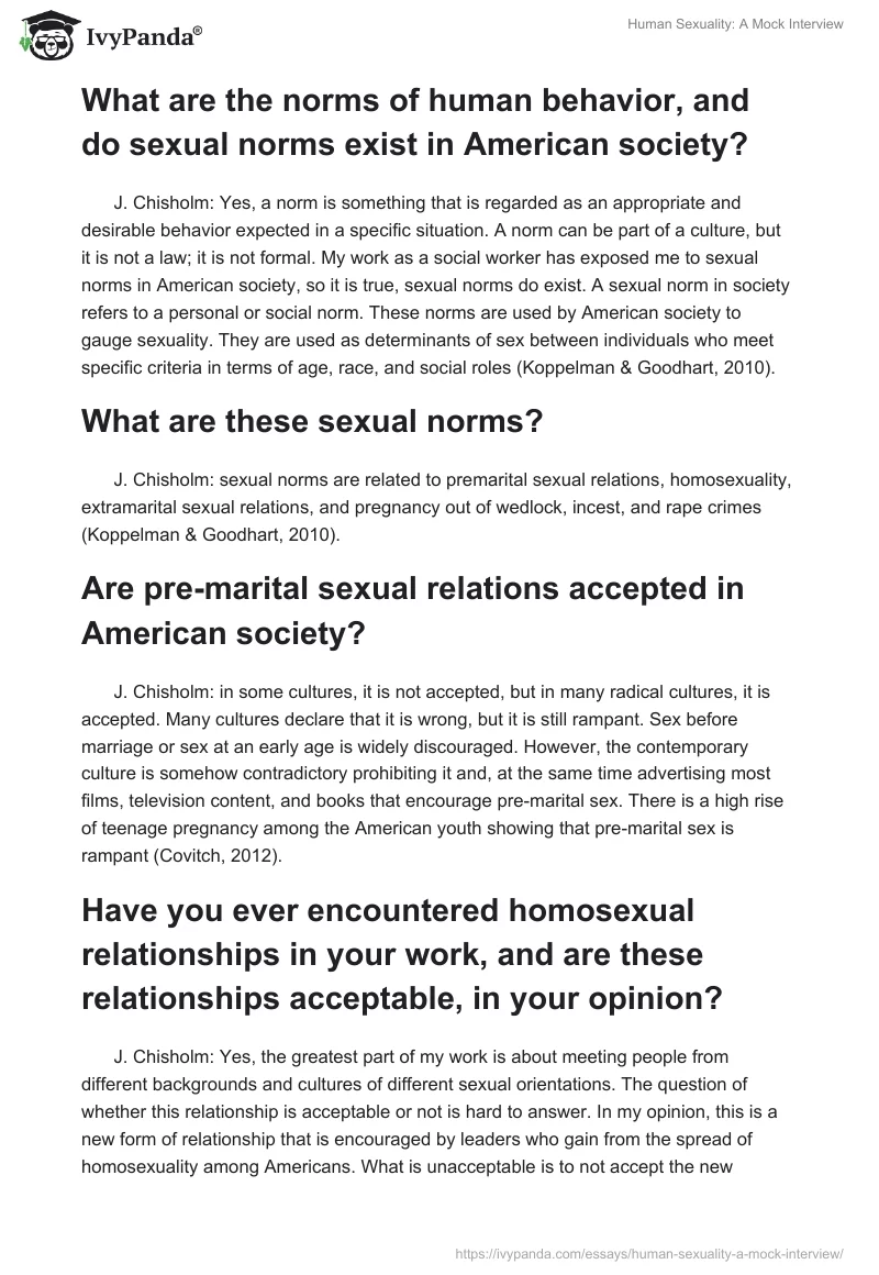 Human Sexuality: A "Mock Interview". Page 2
