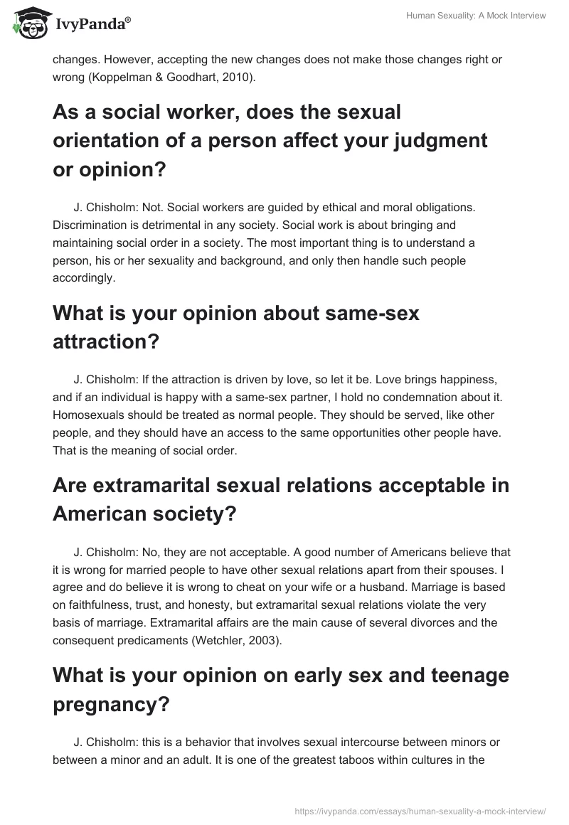 Human Sexuality: A "Mock Interview". Page 3