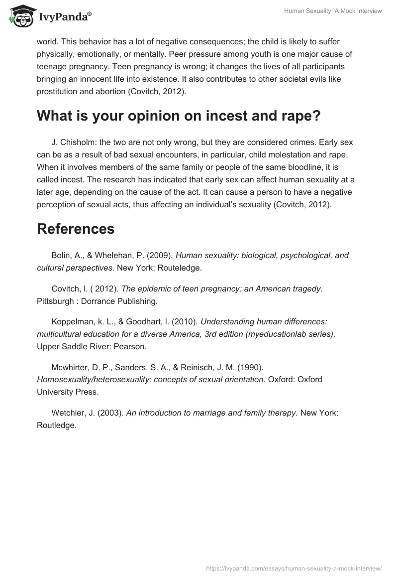 Human Sexuality: A "Mock Interview". Page 4