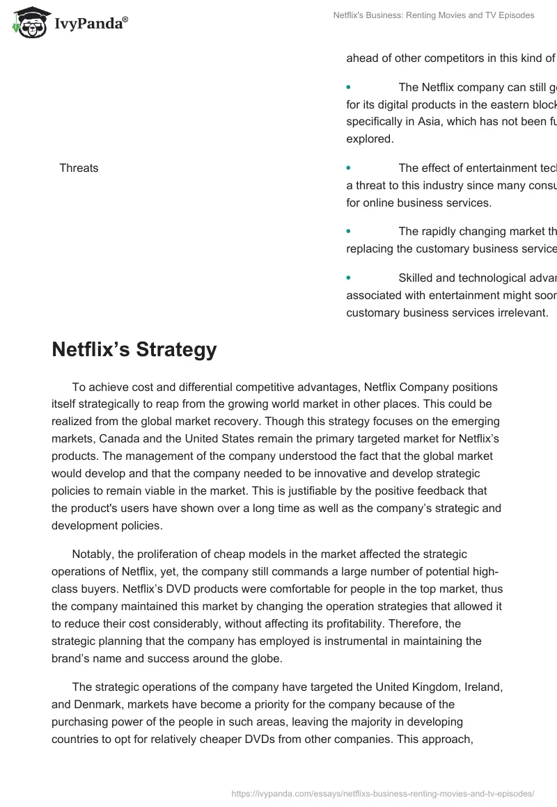 Netflix's Business: Renting Movies and TV Episodes. Page 3