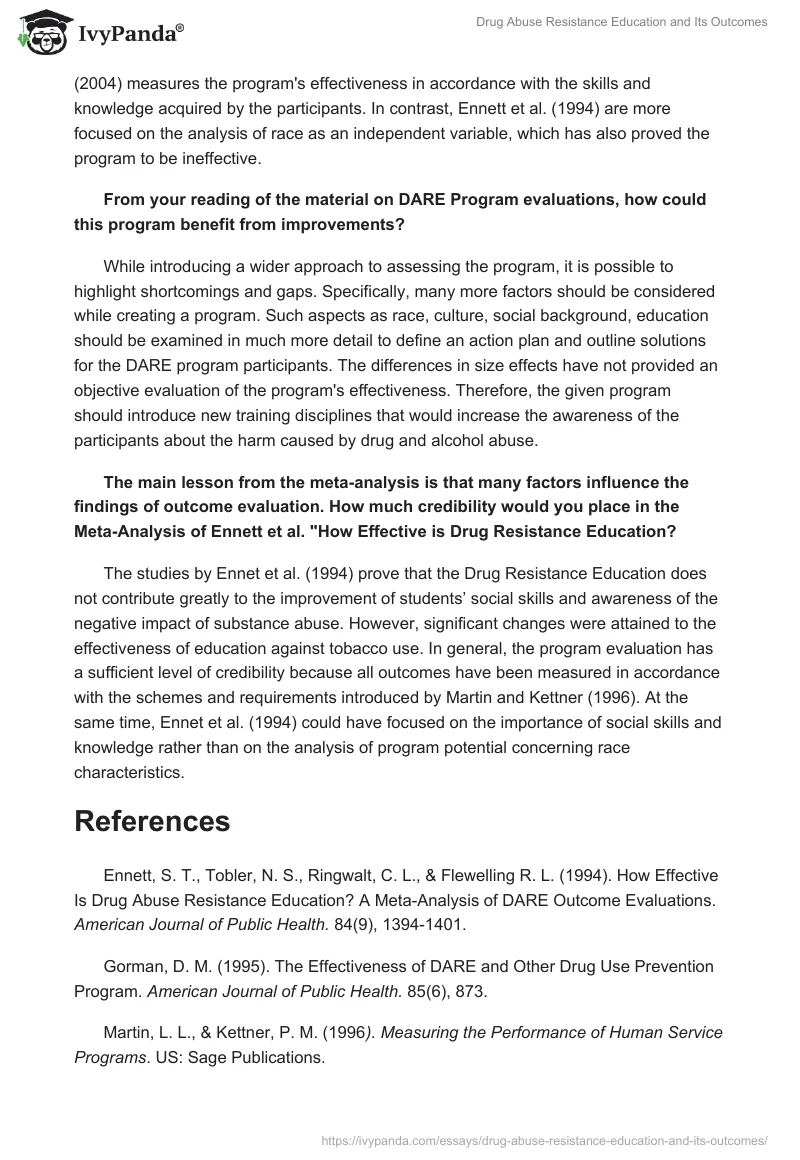 Drug Abuse Resistance Education and Its Outcomes. Page 2