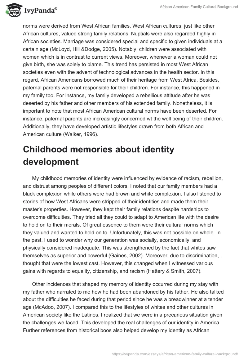 African American Family Cultural Background. Page 2