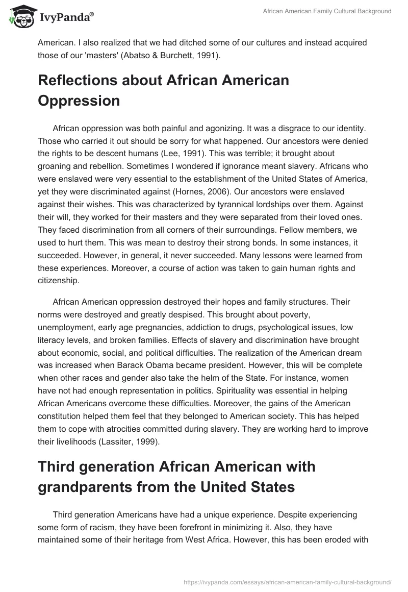 African American Family Cultural Background. Page 3