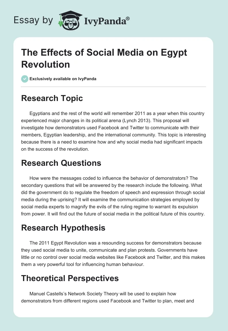 The Effects of Social Media on Egypt Revolution. Page 1