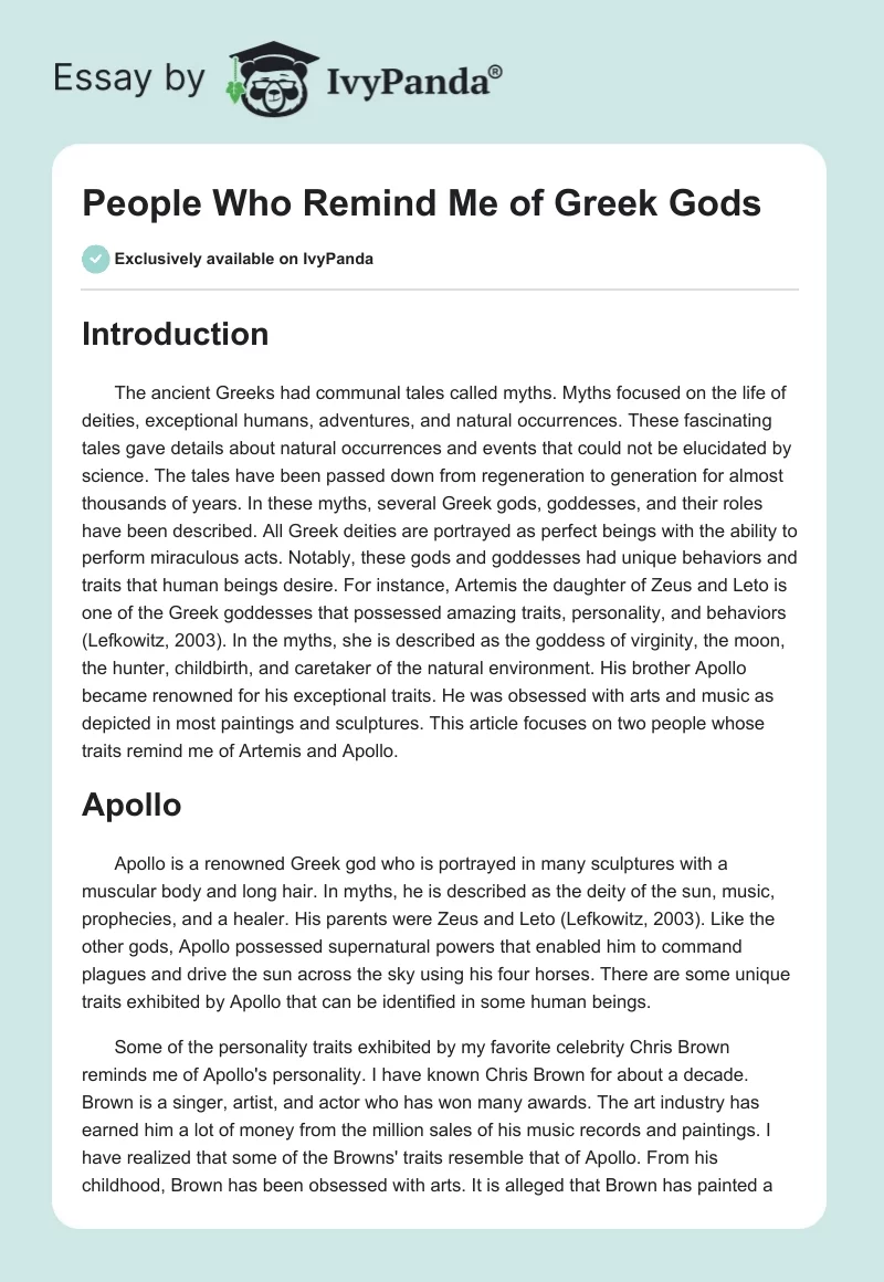 People Who Remind Me of Greek Gods. Page 1