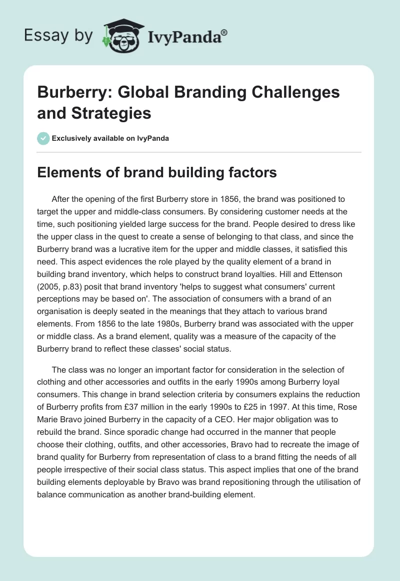 Burberry: Global Branding Challenges and Strategies. Page 1