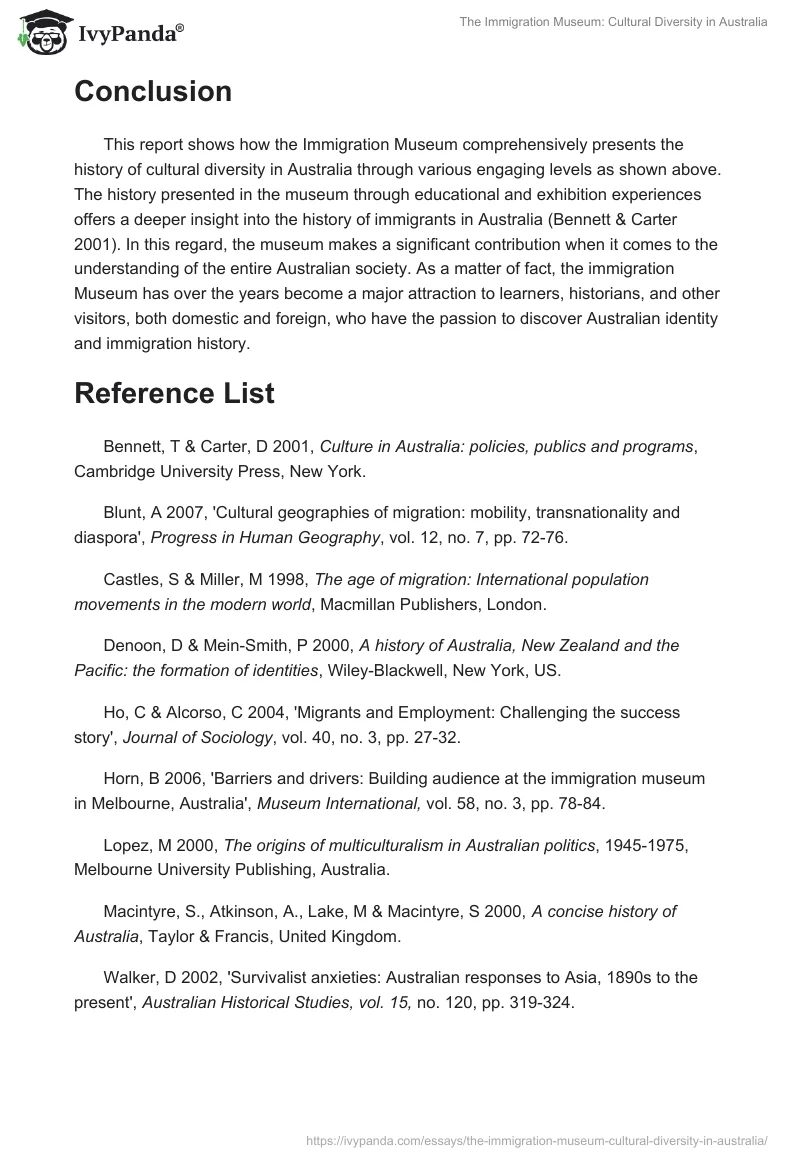 The Immigration Museum: Cultural Diversity in Australia. Page 4