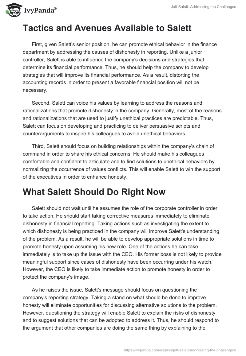 Jeff Salett: Addressing the Challenges. Page 2