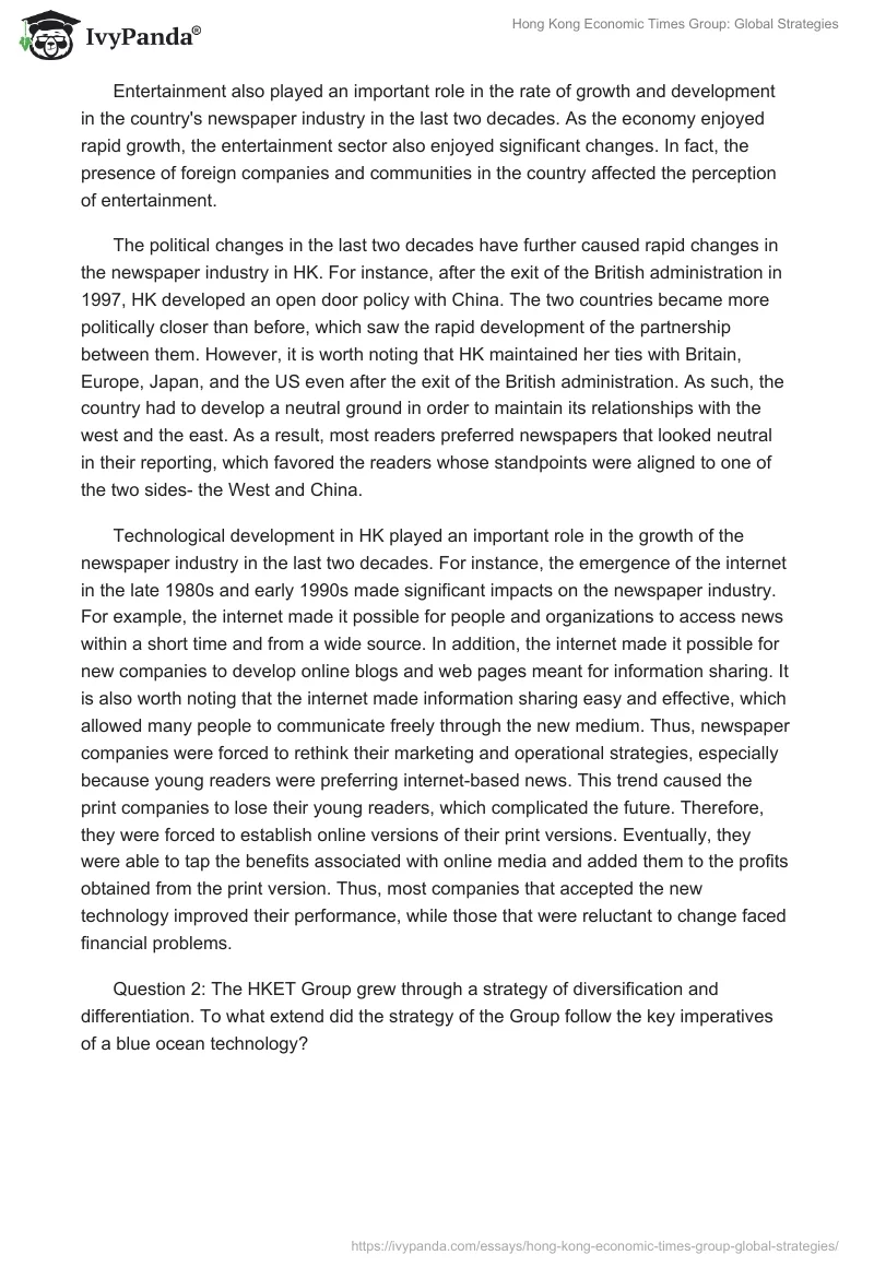 Hong Kong Economic Times Group: Global Strategies. Page 3