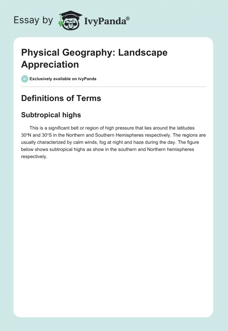 Physical Geography: Landscape Appreciation. Page 1