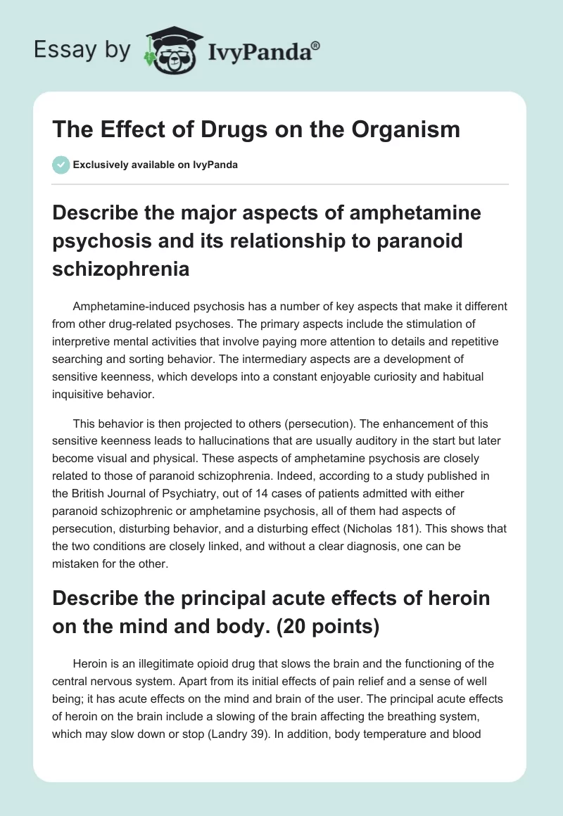 The Effect of Drugs on the Organism. Page 1