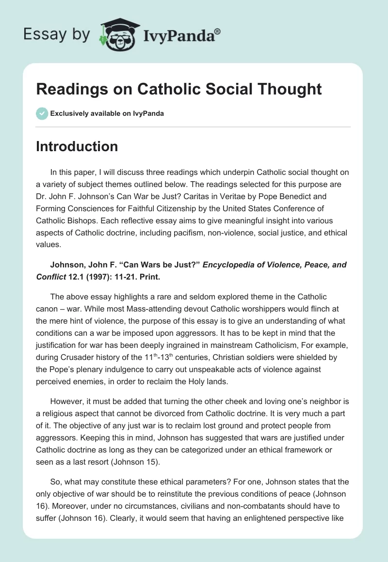 Readings on Catholic Social Thought. Page 1