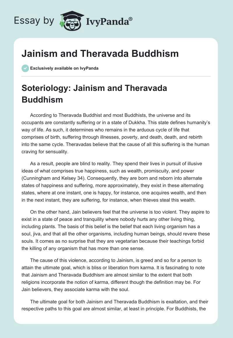 Jainism and Theravada Buddhism. Page 1