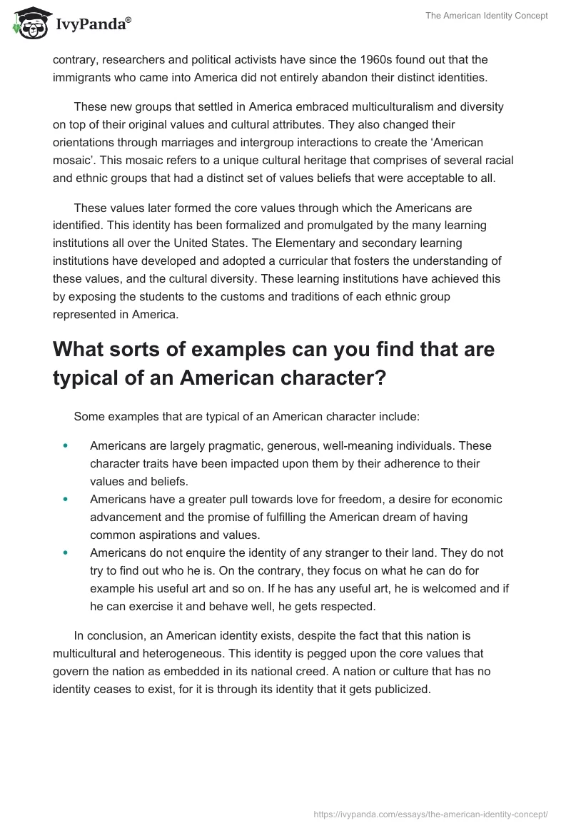 The American Identity Concept. Page 2